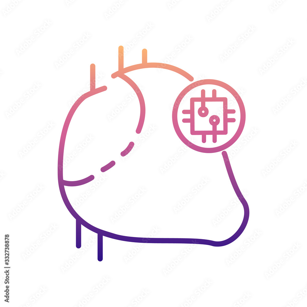Poster heart chip nolan icon. simple thin line, outline vector of new technologies icons for ui and ux, web