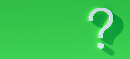 question mark in front of a red color wall background. Business support concept - 3D Rendering.