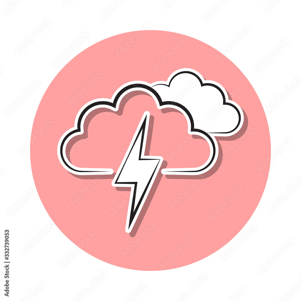 Aufkleber cloud sign with thunder-storm sticker icon. simple thin line, outline vector of weather icons for ui