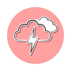 cloud sign with thunder-storm sticker icon. Simple thin line, outline vector of Weather icons for ui and ux, website or mobile application