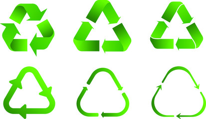 Recycle icon symbol vector. Recycling and rotation arrow icon pack. Vector illustration.