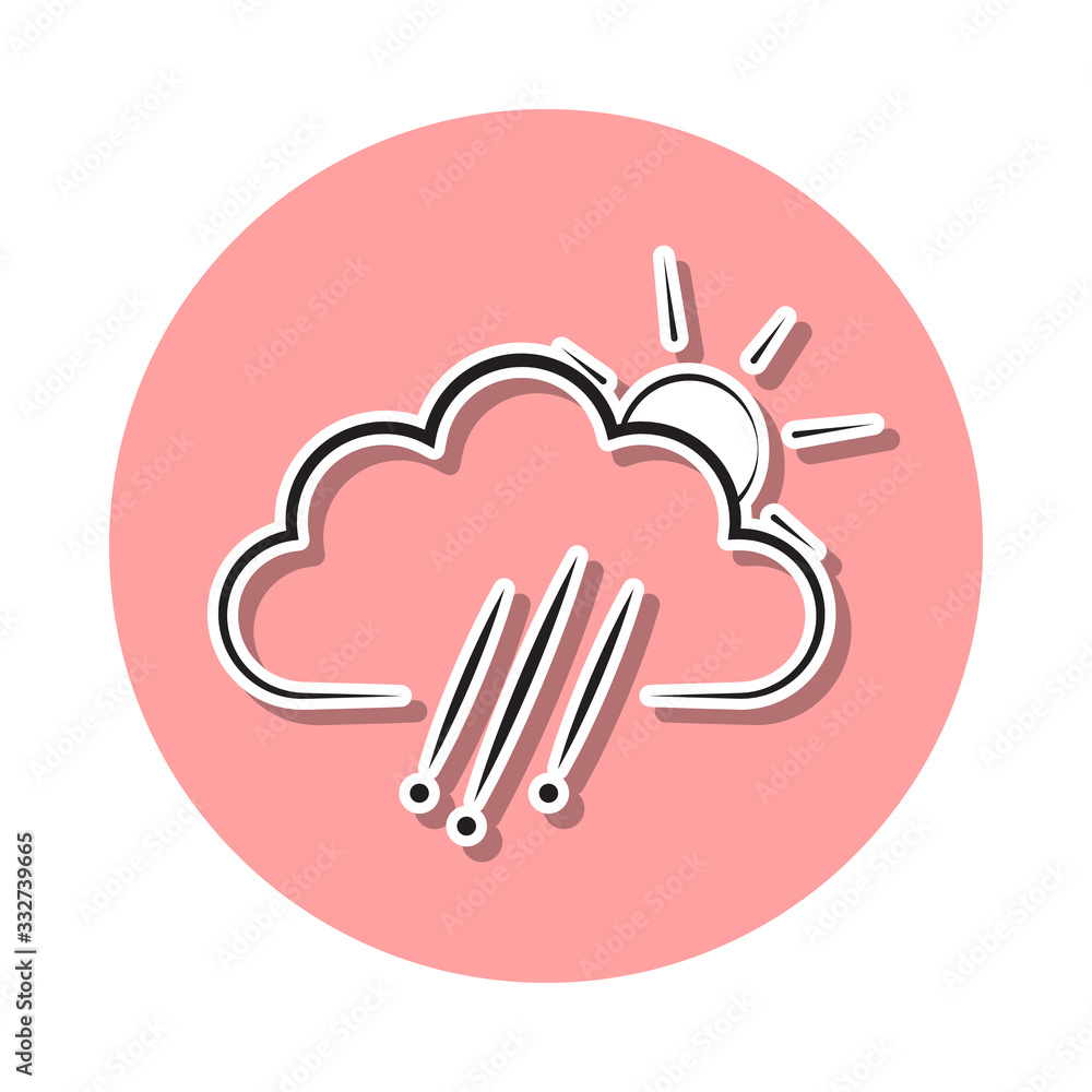 Poster a sign of hail with the sun sticker icon. simple thin line, outline vector of weather icons for ui a