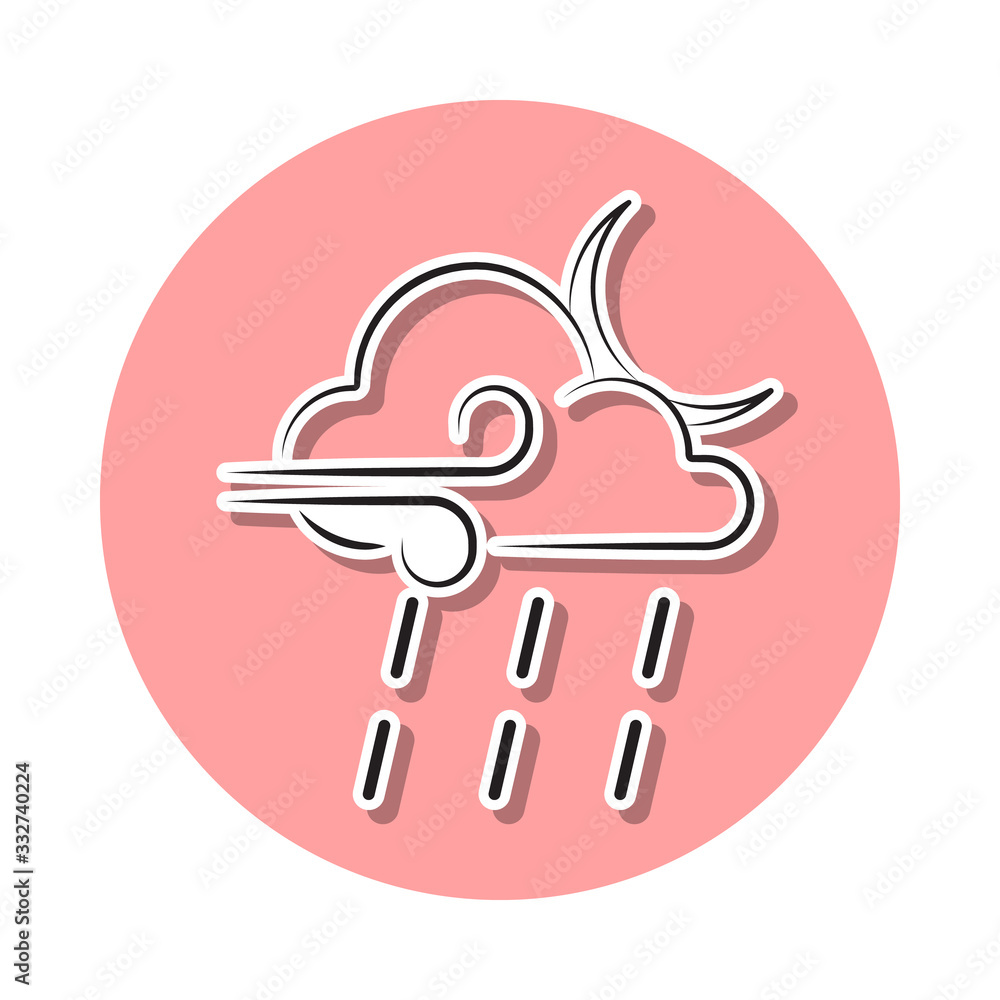 Poster a sign of a night rain with a wind sticker icon. simple thin line, outline vector of weather icons f