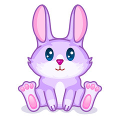 Kawaii purple bunny sitting