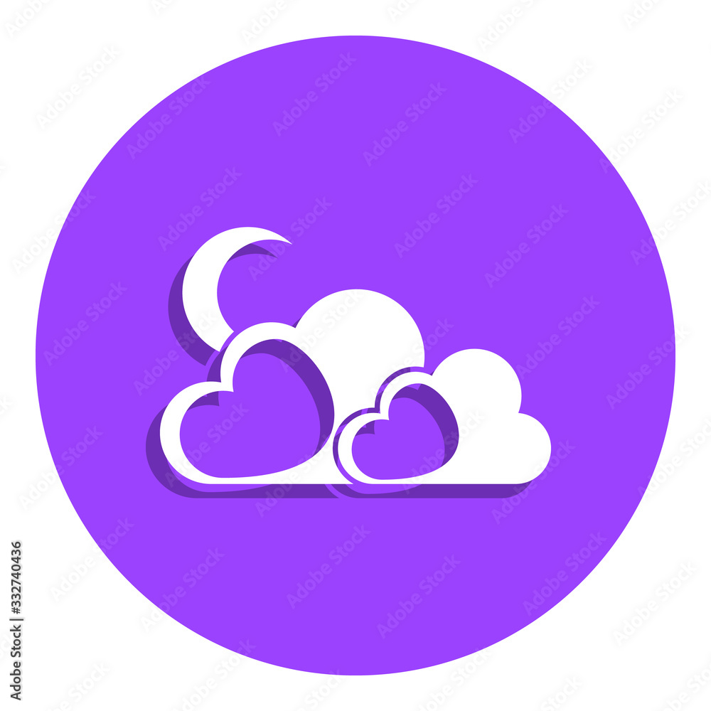 Poster the moon behind the clouds badge icon. simple glyph, flat vector of weather icons for ui and ux, web