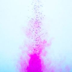 Blue muddy water with paint and stains. Abstract background with copy space.