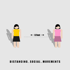 Distancing Social Movement vector Illustration