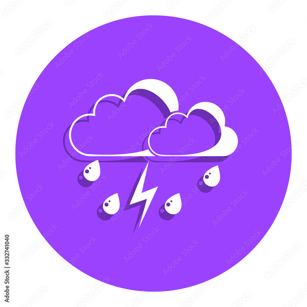Poster rain with thunder badge icon. simple glyph, flat vector of weather icons for ui and ux, website or m