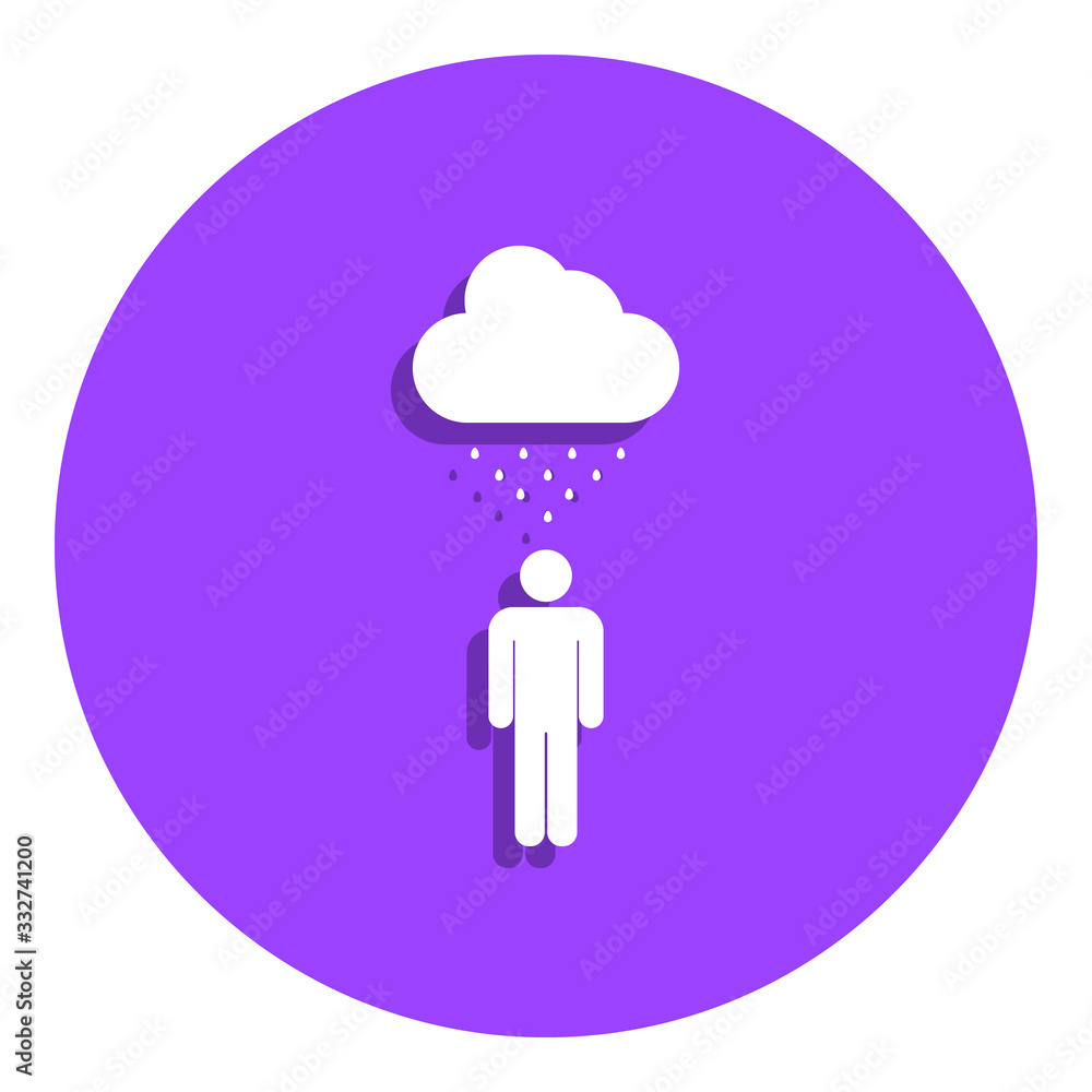 Poster man in the rain badge icon. simple glyph, flat vector of weather icons for ui and ux, website or mob