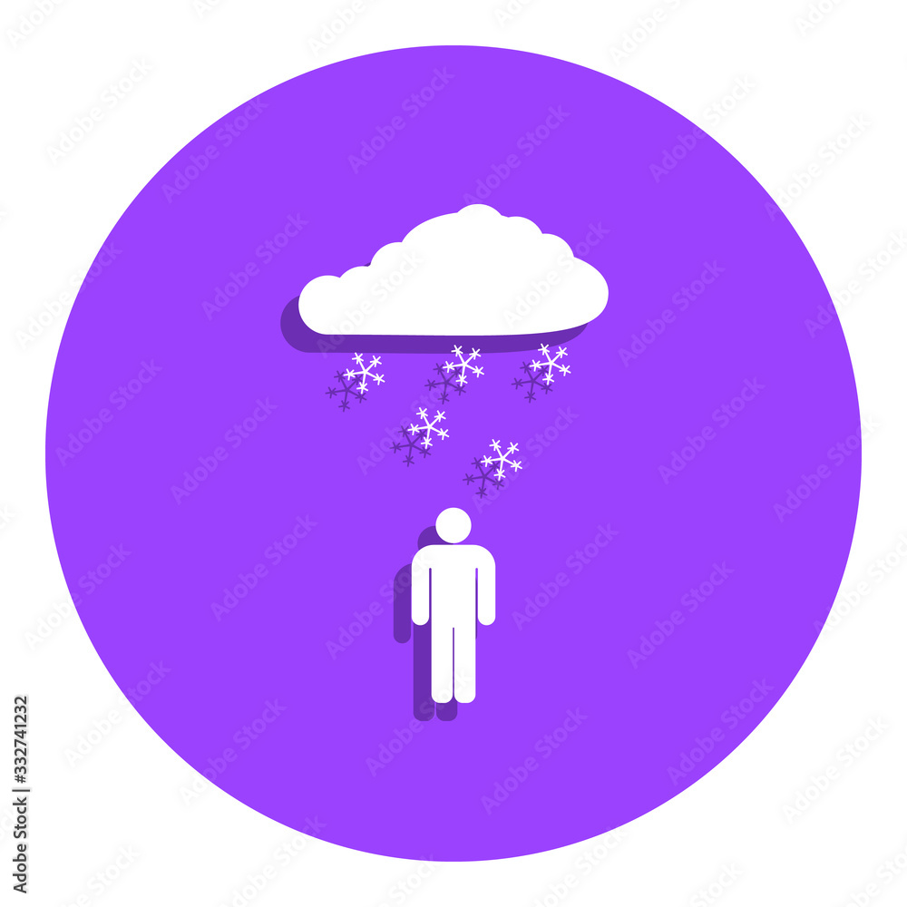 Poster man under the snow badge icon. simple glyph, flat vector of weather icons for ui and ux, website or 