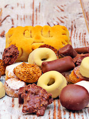 Christmas sweets surrounded by rustic background