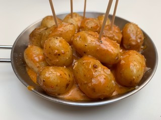 Tapa of braves potatoes in Barcelona, Spain