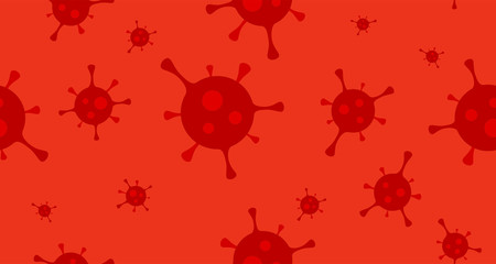 Coronavirus or Flu Virus Vector Seamless Background in Cartoon Flat style - Looped texture illustration.