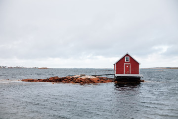 Prachtig rood visstadium in Fogo Island, Newfoundland