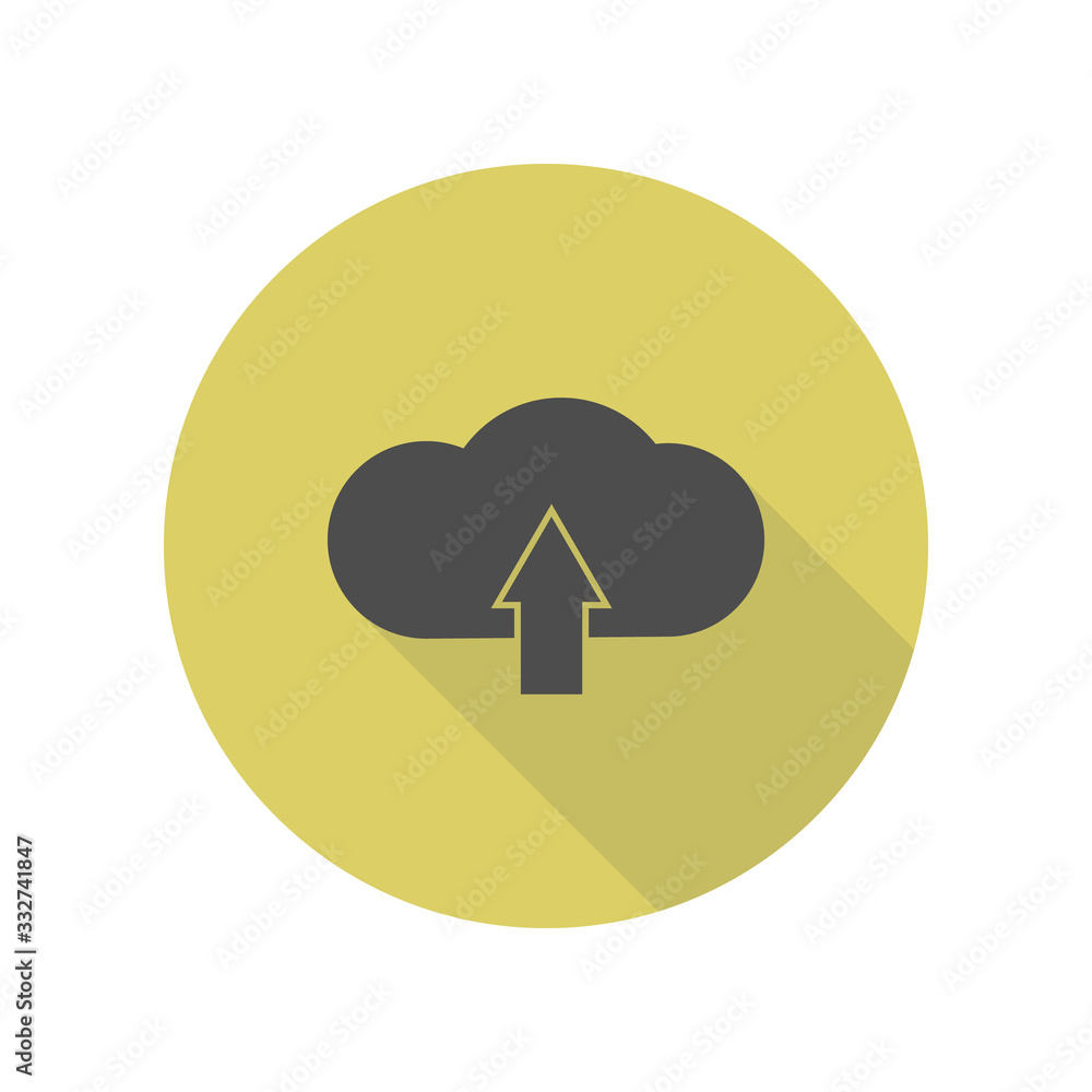 Poster cloud load sign long shadow icon. simple glyph, flat vector of web icons for ui and ux, website or m