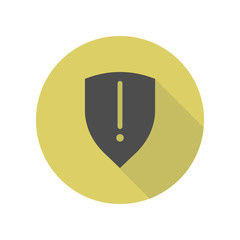 shield exclamation mark long shadow icon. Simple glyph, flat vector of WEB icons for ui and ux, website or mobile application