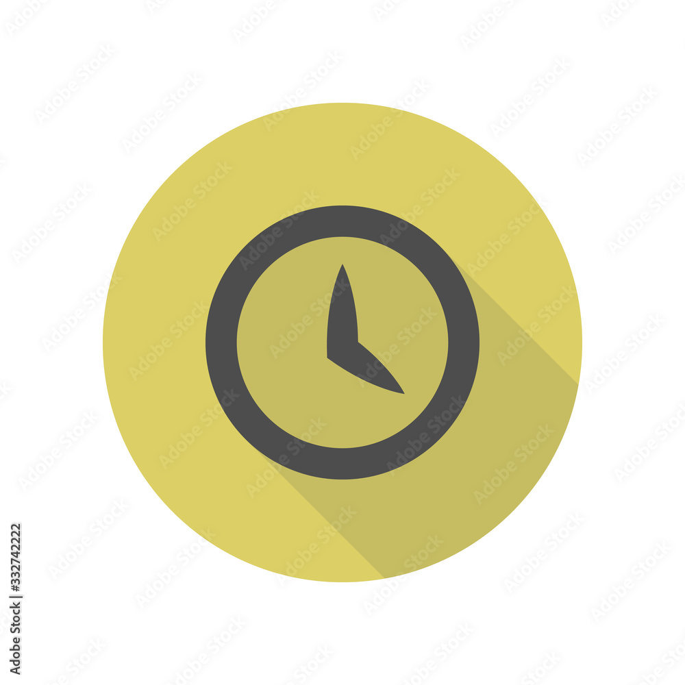 Poster clock long shadow icon. simple glyph, flat vector of web icons for ui and ux, website or mobile appl