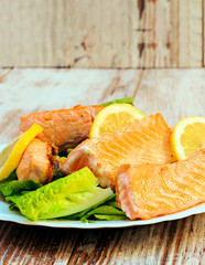 Salmon surrounded by rustic background