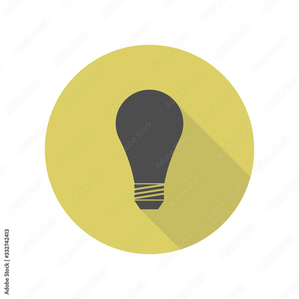 Poster bulb long shadow icon. simple glyph, flat vector of web icons for ui and ux, website or mobile appli