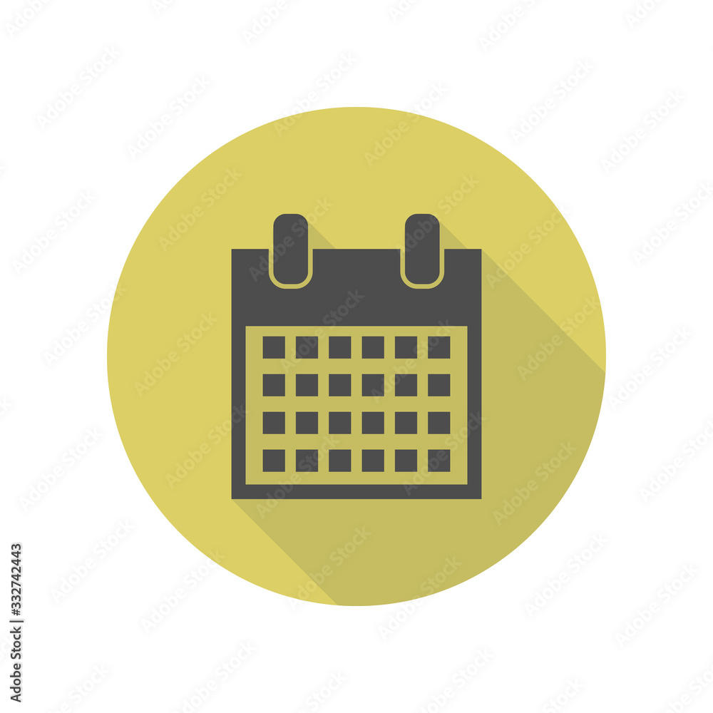 Poster the calendar long shadow icon. simple glyph, flat vector of web icons for ui and ux, website or mobi