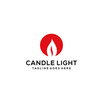 Illustration modern candle light sign logo design template.