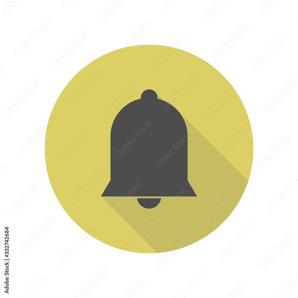 Poster bell long shadow icon. simple glyph, flat vector of web icons for ui and ux, website or mobile appli