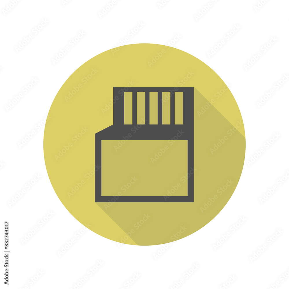 Poster sd card long shadow icon. simple glyph, flat vector of web icons for ui and ux, website or mobile ap