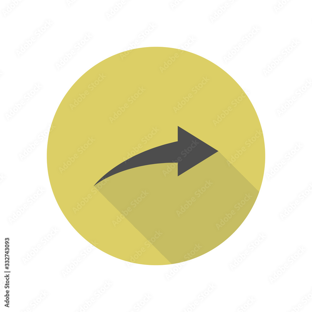 Poster outgoing arrow long shadow icon. simple glyph, flat vector of web icons for ui and ux, website or mo