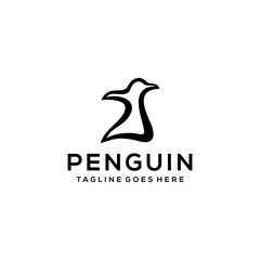 Creative modern penguin animal sign logo design template 