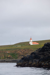 Fototapeta na wymiar Church seen from the ocean, Grimsey, Iceland