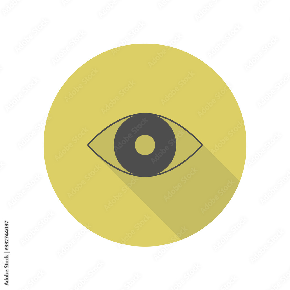 Poster eye long shadow icon. simple glyph, flat vector of web icons for ui and ux, website or mobile applic