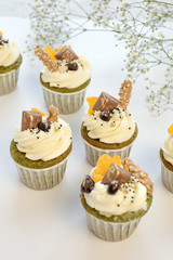 Healthy cupcakes with spinach and cream.