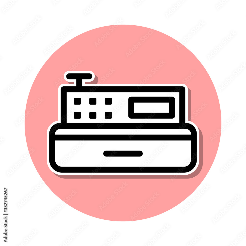 Poster cash machine sticker icon. simple thin line, outline vector of web icons for ui and ux, website or m