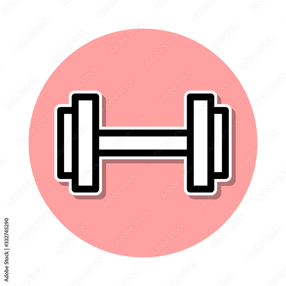 Poster dumbbells sticker icon. simple thin line, outline vector of web icons for ui and ux, website or mobi