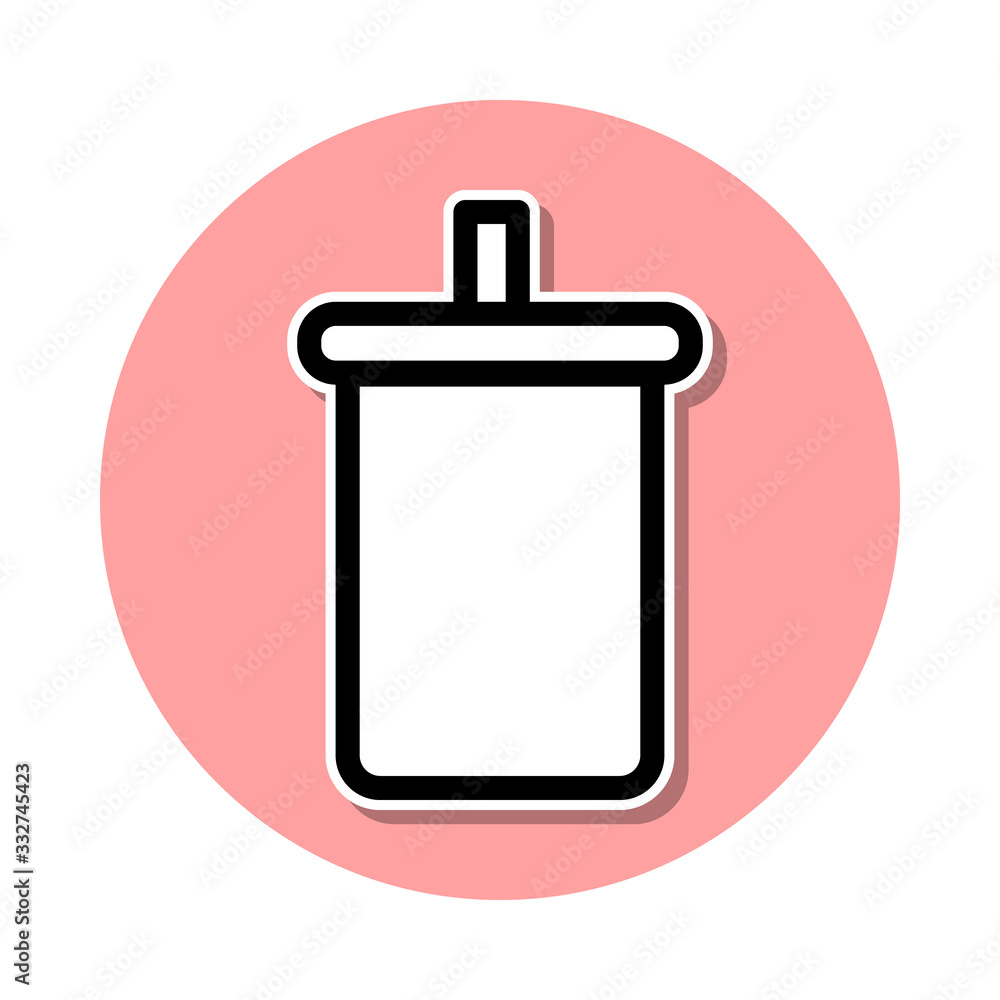 Poster plastic glass with soda sticker icon. simple thin line, outline vector of web icons for ui and ux, w