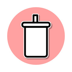 plastic glass with soda sticker icon. Simple thin line, outline vector of web icons for ui and ux, website or mobile application