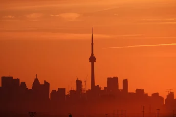 Crédence de cuisine en verre imprimé Toronto toronto skyline at sunset