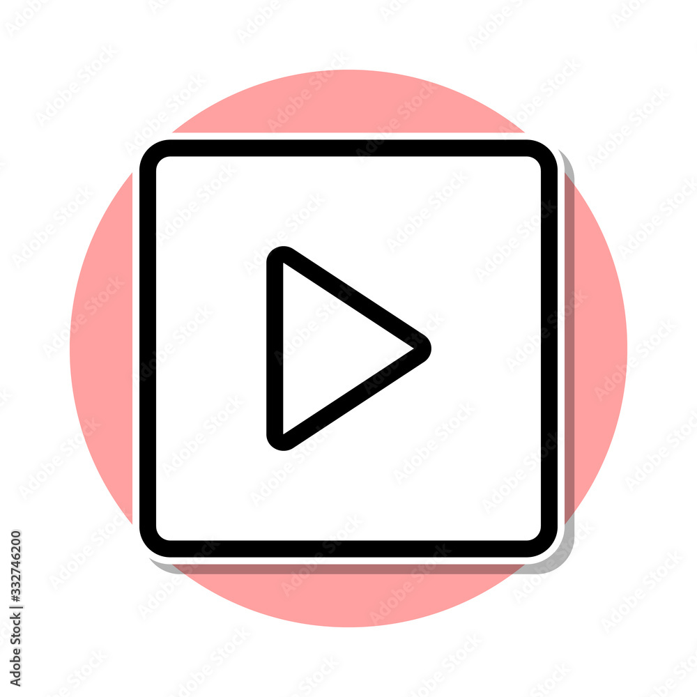 Poster play squared sticker icon. simple thin line, outline vector of web icons for ui and ux, website or m