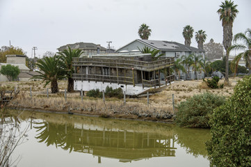 dilapidated houseboat