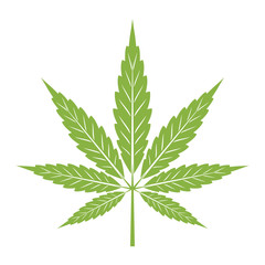Cannabis Green Leaf Icon. Black silhouette Indica Sativa Isolated White Background. Herbal Medicine Herb Plant