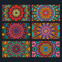Colorful decorative mandala banners collection