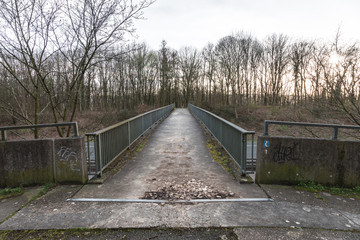 Fototapeta na wymiar Fußgängerbrücke über Autobahn im Wald