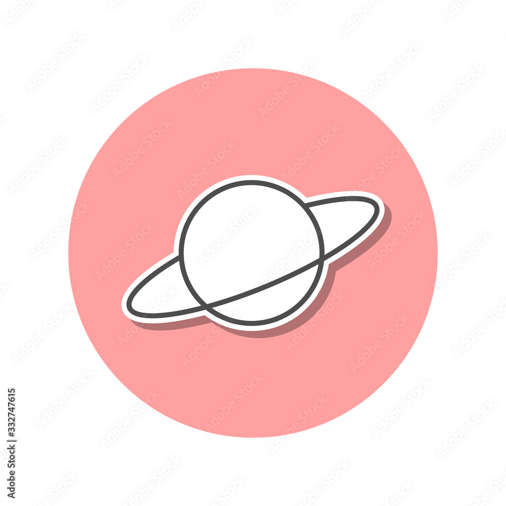 Poster planet saturn sticker icon. simple thin line, outline vector of web icons for ui and ux, website or 