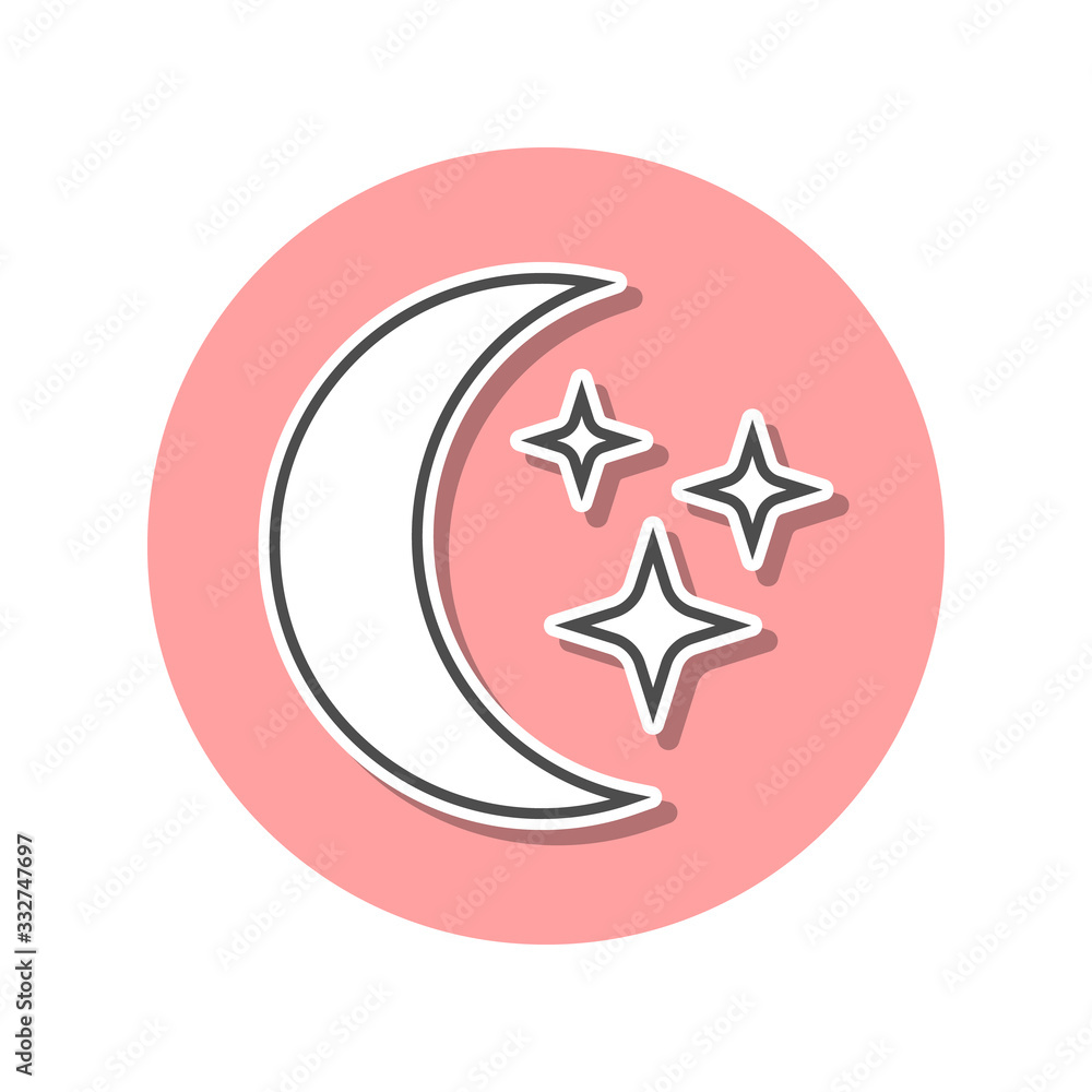 Poster moon and stars sticker icon. simple thin line, outline vector of web icons for ui and ux, website or