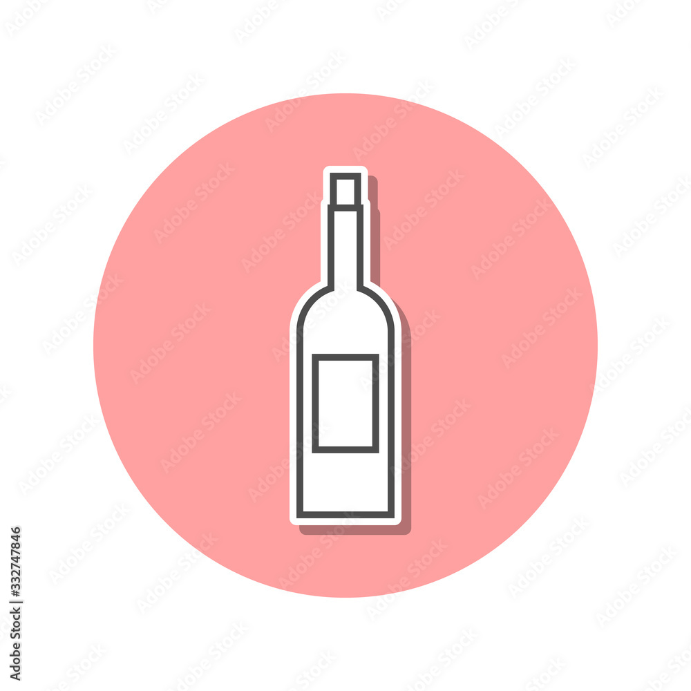 Poster a bottle of wine sticker icon. simple thin line, outline vector of web icons for ui and ux, website 