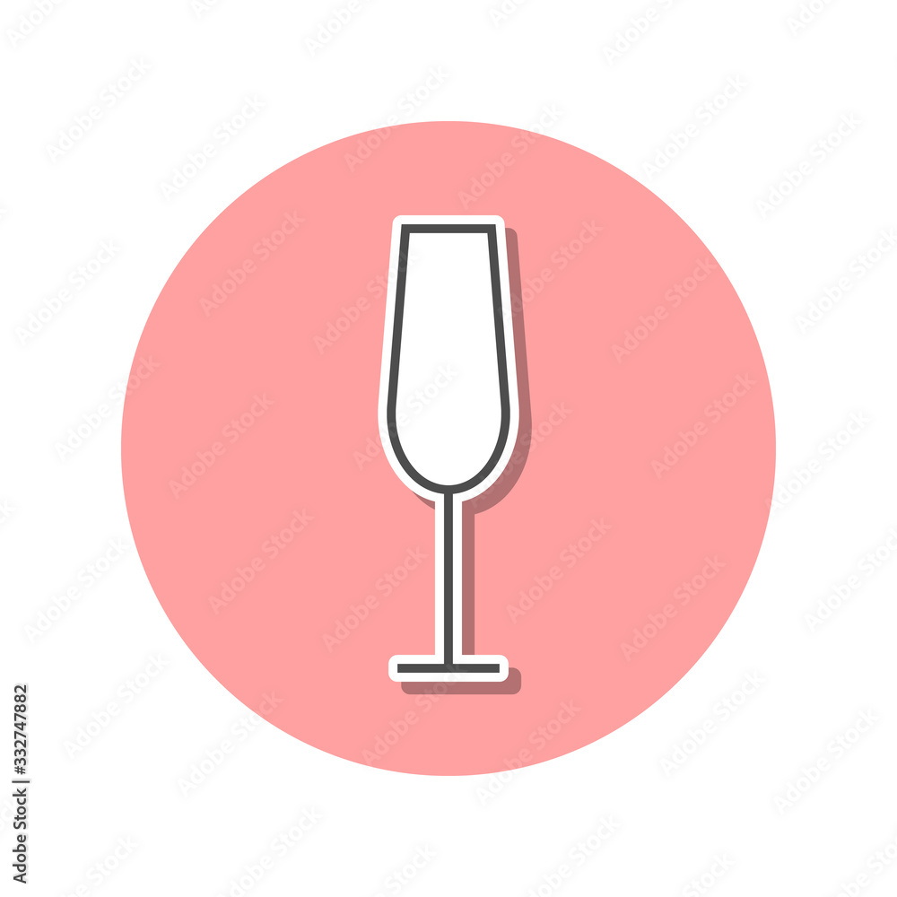 Poster a glass of champagne sticker icon. simple thin line, outline vector of web icons for ui and ux, webs