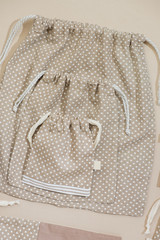 Linen bags with drawstring. Sustainable reusable bags