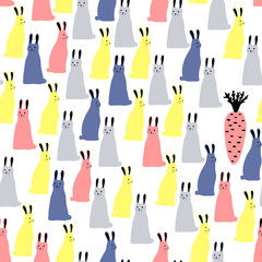 Seamless pattern with bunnies