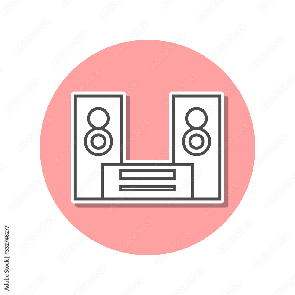 Poster acoustic system sticker icon. simple thin line, outline vector of web icons for ui and ux, website o