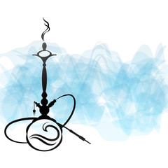 Hookah on a background of blue smoke design for relaxation